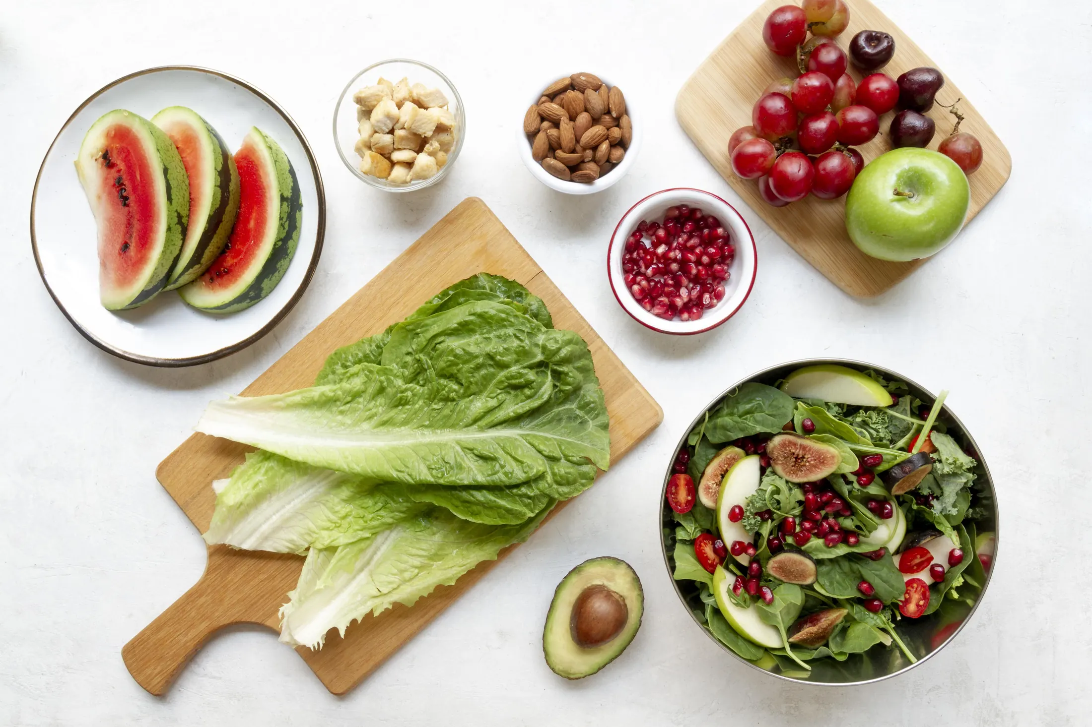 A varied selection of seasonal fruit and vegetables